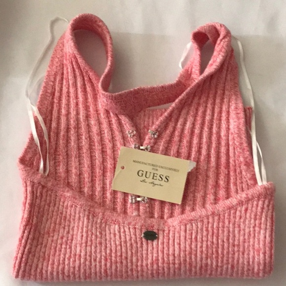NEW GUESS Sleeveless Halter V-Neck Sweater - Picture 3 of 3